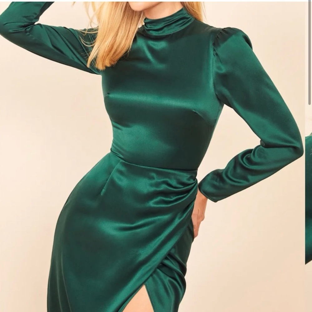 Reformation Green Carmelina Dress